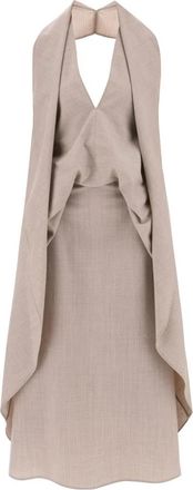 Fendi Midi-jurk - Dames - Casual kleedjes - Beige - S - Wol - Kleedjes