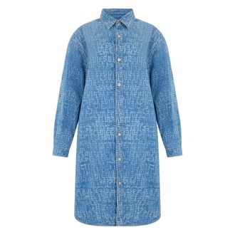 Diesel Shirt Dresses, female, Blue, Size: M Denim Dress with Long Sleeves