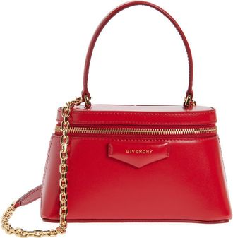 Givenchy Mini Antigona Vanity Leather Handbag in 640-Vermillon at Nordstrom