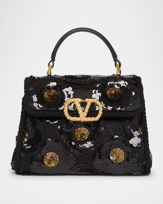 Valentino Garavani VSling Mini Sequin-Embellished Top-Handle Bag