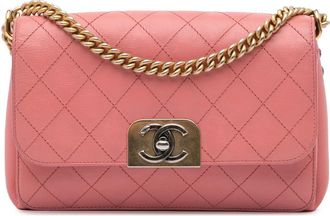 Chanel Hobo Bags - 2016-2017 Quilted Calfskin Straight Lined Flap - Gr. unisize - in Rosa - für Damen