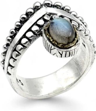 Jalan Jalan Labradoriet Zilveren Ring - Dames - Ringen - Grijs - 56 MM - Accessoires
