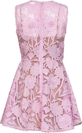 Self Portrait Womens Mini Dress Macram&eacute; Lace Pink Polyester