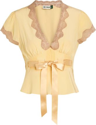 Rixo Rixo Daniela Lace-trim Silk top - Yellow - 16 (UK 16 / XL)