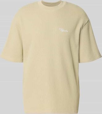 Pegador Oversized T-Shirt mit Strukturmuster in Khaki, Gr&ouml;&szlig;e XXL