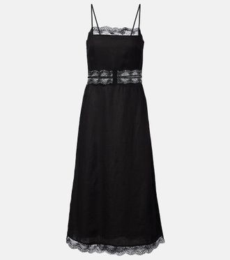 Staud Abito midi Amalina in lino con pizzo
