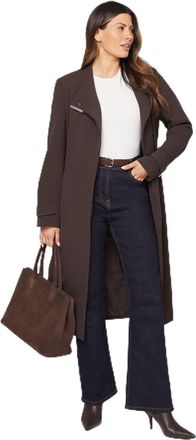 Wallis Double Crepe Wrap Belted Coat, 16, chocolate