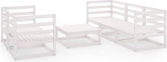 vidaXL Set De Sal&oacute;n De Jard&iacute;n De 6 Pzas Blanco Madera Maciza De Pino Vidaxl