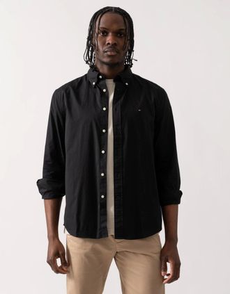 Tommy Hilfiger Mens Tommy Hilfiger Core Flex Poplin Mens Long Sleeve Shirt - Black - Size: 40/Regular