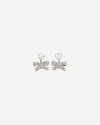 Self Portrait Heart-shaped crystal bow Earrings Female UNI