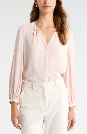 Nordstrom V-Neck Button-Up Top in Pink Wisp at Nordstrom, Size Xx-Large