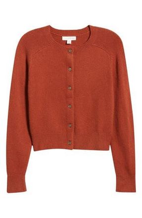 Treasure & Bond Crewneck Cotton Blend Cardigan in Rust Hills at Nordstrom Rack, Size Medium