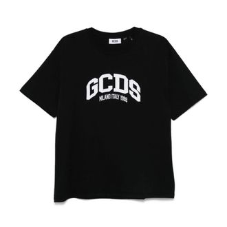 GCDS Gcds, Tops, Heren, Zwart, S, Zwart Lounge Logo Oversize T-Shirt