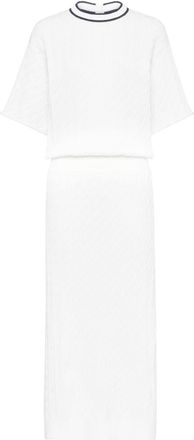 Brunello Cucinelli cable-knit short-sleeve midi dress - women - Cotton - M - White