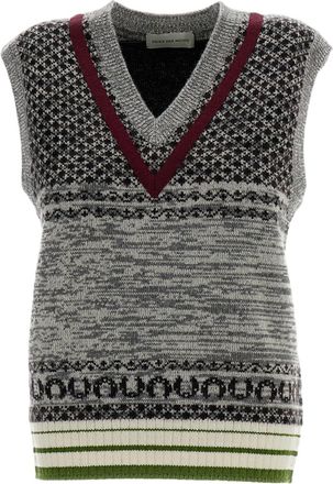 Dries Van Noten V-Neck Jacquard Knit Top