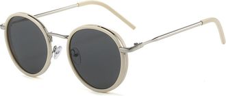 Generic Mens And Womens Round Metal Large Frame Sunglasses Fashion Outdoor Commuting Party Vacation Sports(Grey)