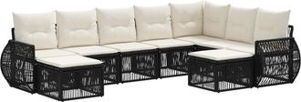 vidaXL Conjunto De Sof&aacute;s De Jard&iacute;n 9 Uds. Negro Rat&aacute;n Sint&eacute;tico Vidaxl