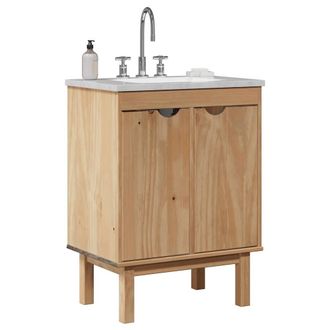 Berkfield Home Bathroom Sink Cabinet OTTA 59x40x80 cm Solid Wood Pine in Brown | Size: 59 x 40 x 80 cm