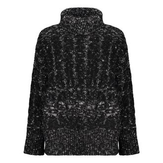 Herno Truien & Vesten, Dames, Zwart, XS, Wol, Trui met col, ribbels en vlechtwerk
