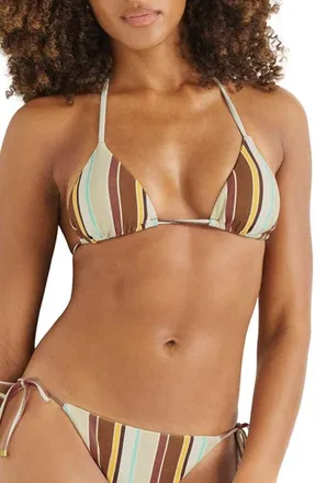 Vitamin A Gia Triangle Bikini Top in Sand Dunes Stripe at Nordstrom, Size X-Large