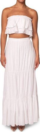 JLUXLABEL By the Sea Strapless Crop Top & Maxi Skirt Set in White at Nordstrom, Size Medium