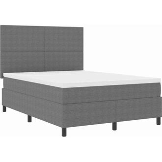 vidaXL Cama Tipo Box Spring Gris Claro Y Blanco 193 X 144 X 128 Cm Vidaxl