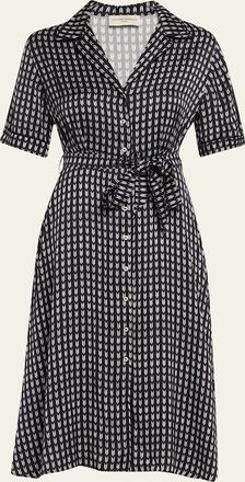 Officine Générale Benedicte Short-Sleeve Tulip-Print Shirtdress