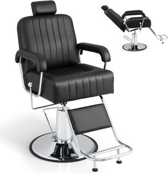 Costway Costway Sill&oacute;n De Peluquer&iacute;a, Sill&oacute;n De Peluquero Hidr&aacute;ulico Con Reposacabezas Ajustable Y Respaldo Reclinable, Giro De 360, Ajuste De Altura, Equipo 