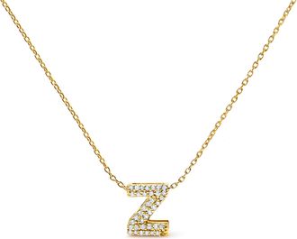 House of Brilliance 10K Gold Diamond Accent A-Z Initial Bubble Pendant Necklace