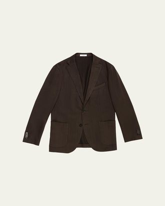 Boglioli Mens Wool Herringbone Single-Breasted Sport Coat