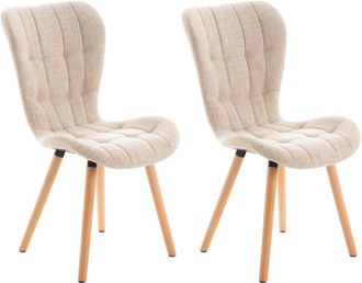 Clp Clp - Set De 2 Sillas De Comedor Elda Crema Tela