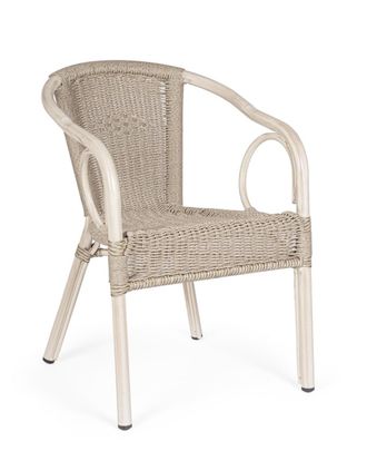 BIZZOTTO Silla con brazos de aluminio y tejido de fibra sint&eacute;tica beige