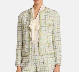 Weill Tweed Collarless Jacket In Tayla Vert