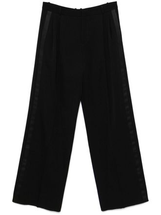 Saint Laurent wide-leg grain de poudre trousers - men - Wool/Polyester/Cotton/Elastane - 52 - Black
