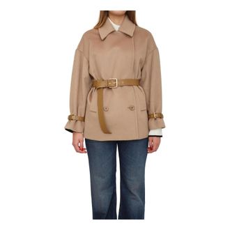 Max Mara Jassen, Dames, Beige, M, Wol, Cappotto