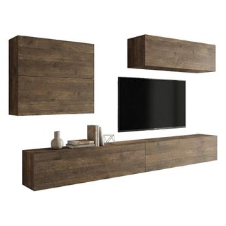 Dmora Pared Modular Gate: Mueble De Sal&oacute;n, 5 Estantes, 5 Puertas, Color Nogal