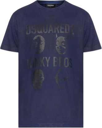 Dsquared2 Tops, Heren, Blauw, 2Xl, Katoen, T-shirt met print