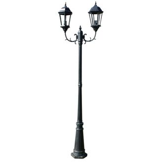 Berkfield Home Garden Light Post 2-arms 230 cm Dark Green/Black Aluminium in Green
