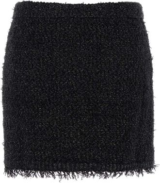 Gucci Womens Textured Viscose Blend Skirt Black Nylon Polyester