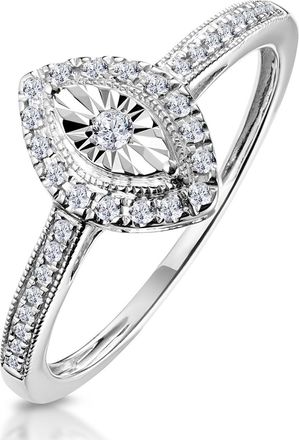 The Diamond Store Masami Marquise Lab Diamond Engagement Ring Halo Pave Set in 925 Sterling Silver