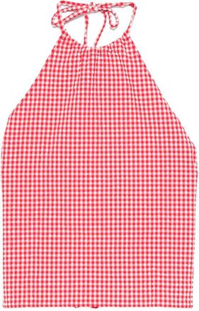 Hunza G Check-Pattern Halterneck Top - Womens - Polyester/Elastane