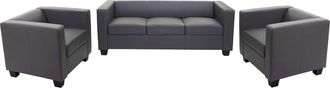 Hhg 3-1-1 Conjunto Sof&aacute; Conjunto Sof&aacute; Lounge Lille, Polipiel, Gris Oscuro