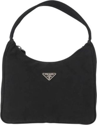 Prada Pre-owned Shoulder Bags, female, Black, Size: ONE SIZE Pre-owned Nylon Shoulder Bag