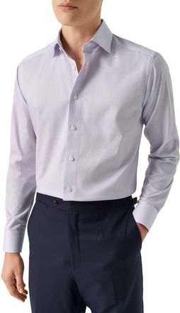 Eton Slim Fit Geometric Pattern Cotton Dress Shirt in Light Purple at Nordstrom, Size 16.5