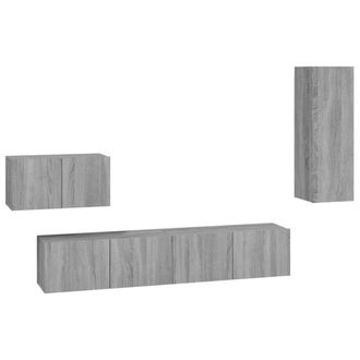 vidaXL Vidaxl - Set De Muebles Para Tv 4 Pzas Madera Contrachapada Gris Sonoma