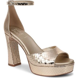Naturalizer Delphie Ankle Strap Platform Sandal in Light Champagne at Nordstrom, Size 9.5