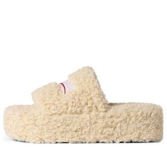 Balenciaga (WMNS) Balenciaga Platform Furry Slides Beige 762826W2DO19796