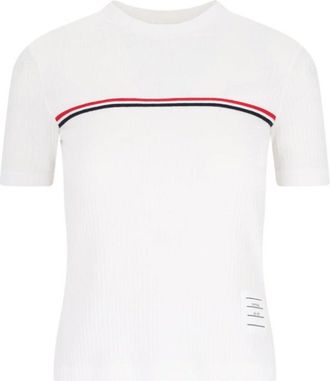 Thom Browne Three Stripes Logo T-Shirt - White