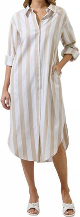 Sugarlips Jordy Stripe Dress In Tan-White