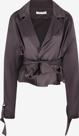 Frankie Shop Kurzer Trenchcoat mit Fledermaus&auml;rmeln aus Satin Simona